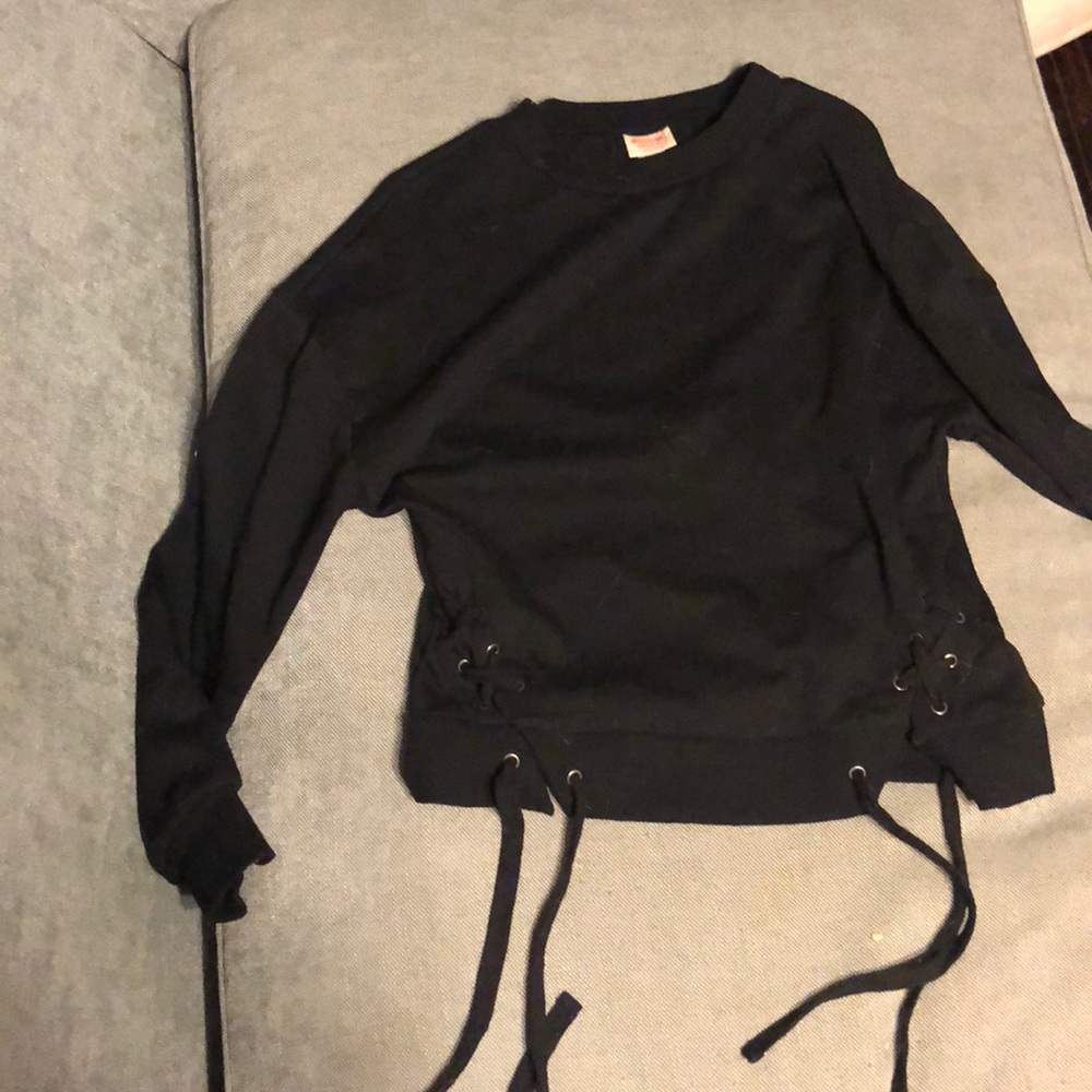 Black lace up sweater